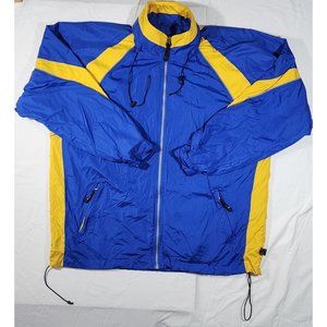 Vintage Adult XL Pro Celebrity Windbreaker Jacket Blue Yellow EUC